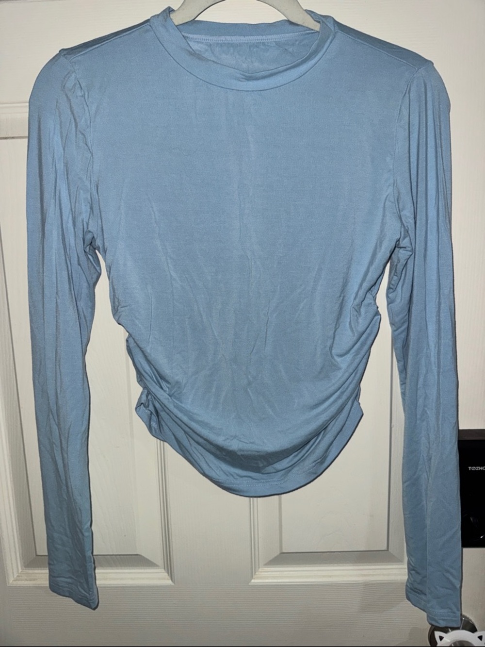 HALARA Light Blue Long Sleeve Ruched Tee